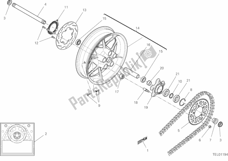 Tutte le parti per il Ruota Posteriore del Ducati Scrambler Icon USA 803 2019